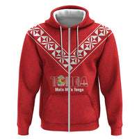 Mate Maa Tonga Rugby Custom Zip Hoodie 2026 Tongan Ngatu Pattern Red LT14 Zip Hoodie Red - Polynesian Pride