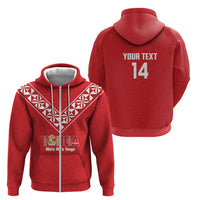 Mate Maa Tonga Rugby Custom Zip Hoodie 2026 Tongan Ngatu Pattern Red LT14 - Polynesian Pride