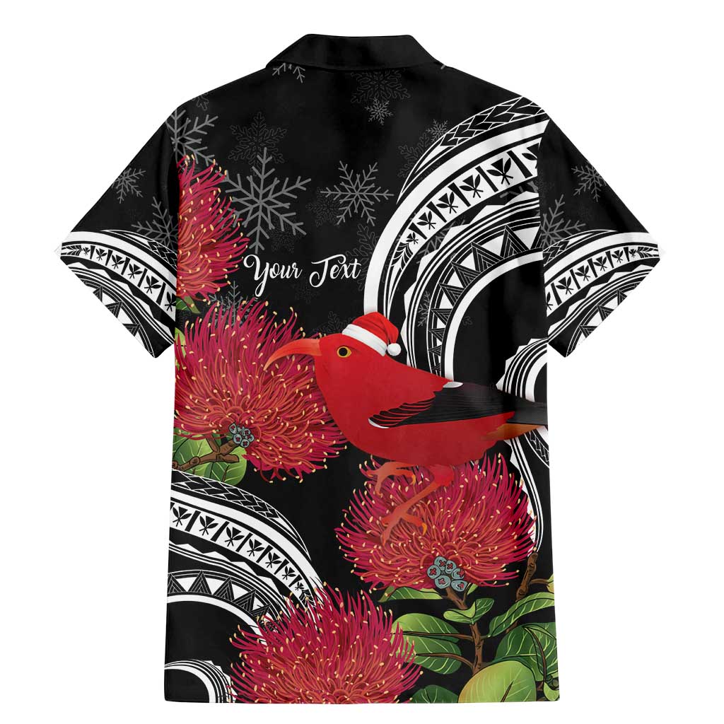 Personalized Mele Kalikimaka Hawaii Family Matching Mermaid Dress and Hawaiian Shirt I'iwi Bird With Ohia Lehua - Black Color LT14 - Polynesian Pride