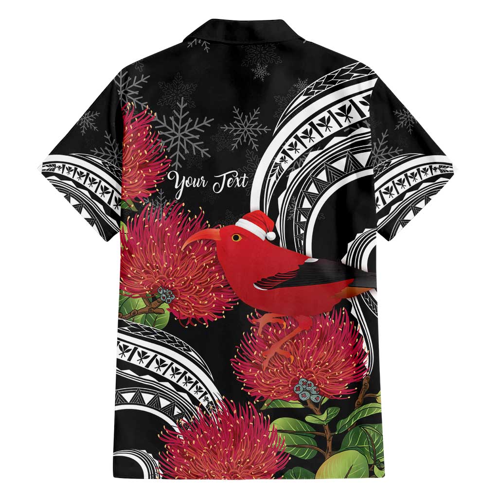 Personalized Mele Kalikimaka Hawaii Family Matching Off Shoulder Short Dress and Hawaiian Shirt I'iwi Bird With Ohia Lehua - Black Color LT14 - Polynesian Pride