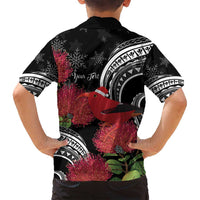 Personalized Mele Kalikimaka Hawaii Family Matching Tank Maxi Dress and Hawaiian Shirt I'iwi Bird With Ohia Lehua - Black Color LT14 - Polynesian Pride