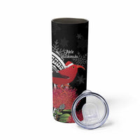 Personalized Mele Kalikimaka Hawaii Skinny Tumbler I'iwi Bird With Ohia Lehua - Black Color LT14 - Polynesian Pride