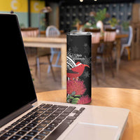 Personalized Mele Kalikimaka Hawaii Skinny Tumbler I'iwi Bird With Ohia Lehua - Black Color LT14 - Polynesian Pride