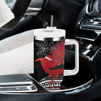 Personalized Mele Kalikimaka Hawaii Tumbler With Handle I'iwi Bird With Ohia Lehua - Black Color LT14 - Polynesian Pride