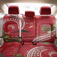 Personalized Mele Kalikimaka Hawaii Back Car Seat Cover I'iwi Bird With Ohia Lehua - Red Color LT14 - Polynesian Pride