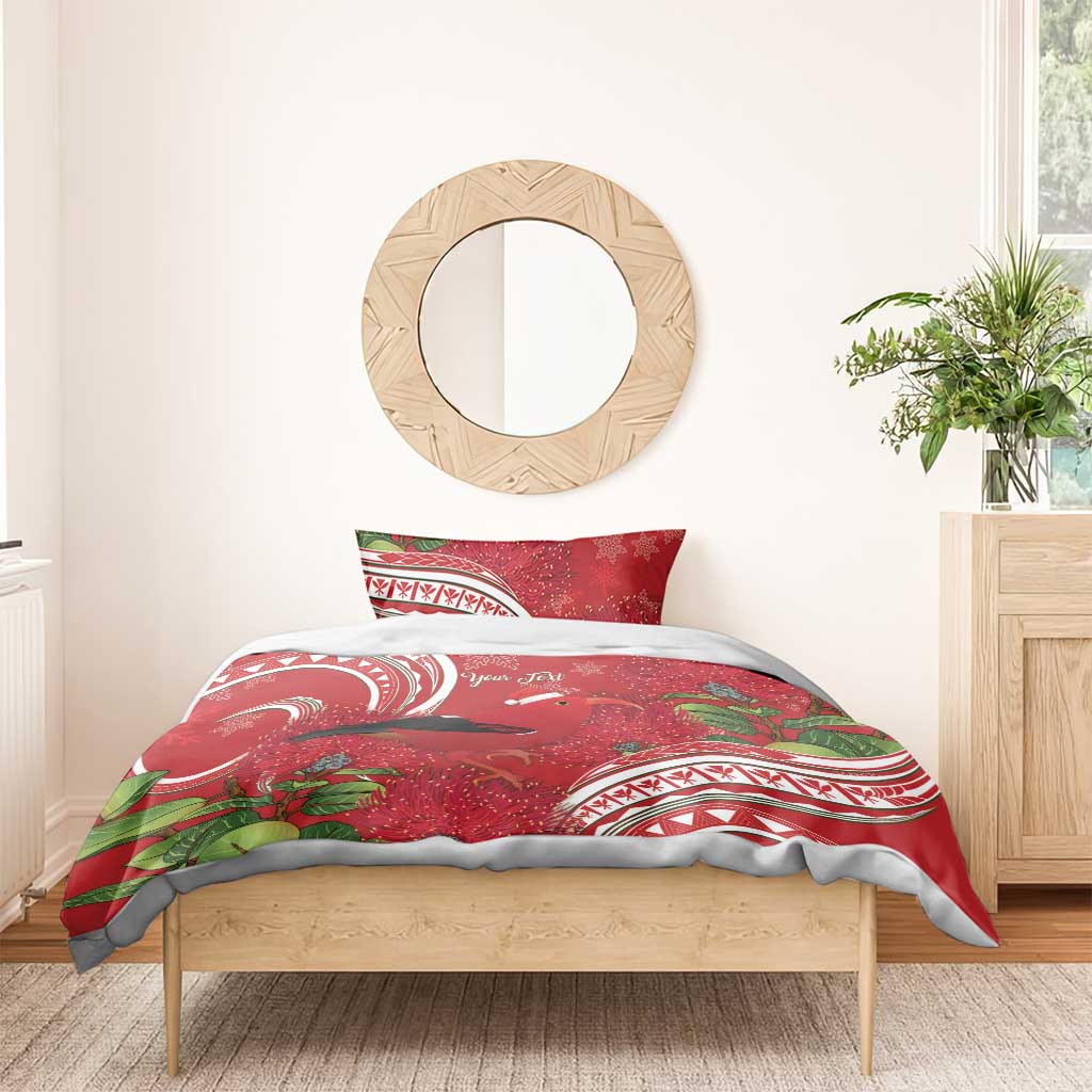 Personalized Mele Kalikimaka Hawaii Bedding Set I'iwi Bird With Ohia Lehua - Red Color LT14 - Polynesian Pride