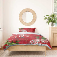 Personalized Mele Kalikimaka Hawaii Bedding Set I'iwi Bird With Ohia Lehua - Red Color LT14 - Polynesian Pride