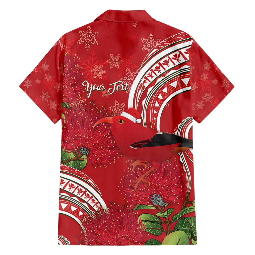 Personalized Mele Kalikimaka Hawaii Family Matching Off Shoulder Maxi Dress and Hawaiian Shirt I'iwi Bird With Ohia Lehua - Red Color LT14 - Polynesian Pride
