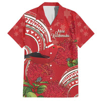 Personalized Mele Kalikimaka Hawaii Family Matching Puletasi and Hawaiian Shirt I'iwi Bird With Ohia Lehua - Red Color LT14 Dad's Shirt - Short Sleeve Red - Polynesian Pride