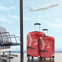 Personalized Mele Kalikimaka Hawaii Luggage Cover I'iwi Bird With Ohia Lehua - Red Color
