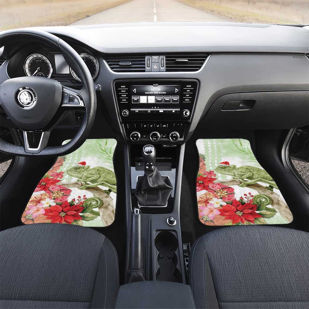 Pastel Green Hawaii Chameleon Christmas Car Mats Mele Kalikimaka Kakau - Watercolor
