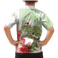 Pastel Green Hawaii Chameleon Christmas Family Matching Mermaid Dress and Hawaiian Shirt Mele Kalikimaka Kakau - Watercolor LT14 - Polynesian Pride
