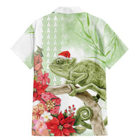 Pastel Green Hawaii Chameleon Christmas Family Matching Mermaid Dress and Hawaiian Shirt Mele Kalikimaka Kakau - Watercolor LT14 - Polynesian Pride