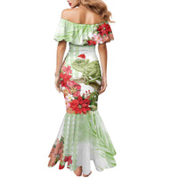 Pastel Green Hawaii Chameleon Christmas Family Matching Mermaid Dress and Hawaiian Shirt Mele Kalikimaka Kakau - Watercolor LT14 - Polynesian Pride