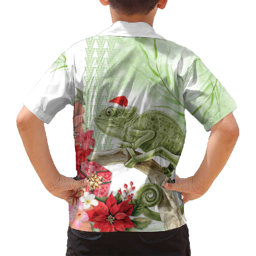 Pastel Green Hawaii Chameleon Christmas Family Matching Puletasi and Hawaiian Shirt Mele Kalikimaka Kakau - Watercolor LT14 - Polynesian Pride
