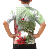 Pastel Green Hawaii Chameleon Christmas Family Matching Puletasi and Hawaiian Shirt Mele Kalikimaka Kakau - Watercolor LT14 - Polynesian Pride