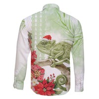 Pastel Green Hawaii Chameleon Christmas Family Matching Short Sleeve Bodycon Dress and Hawaiian Shirt Mele Kalikimaka Kakau - Watercolor LT14 - Polynesian Pride