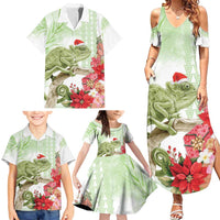 Pastel Green Hawaii Chameleon Christmas Family Matching Summer Maxi Dress and Hawaiian Shirt Mele Kalikimaka Kakau - Watercolor LT14 - Polynesian Pride