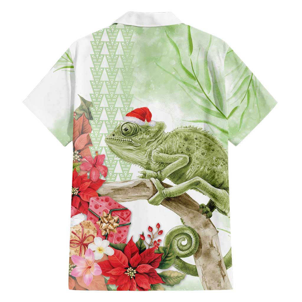 Pastel Green Hawaii Chameleon Christmas Family Matching Summer Maxi Dress and Hawaiian Shirt Mele Kalikimaka Kakau - Watercolor LT14 - Polynesian Pride