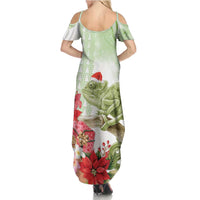 Pastel Green Hawaii Chameleon Christmas Family Matching Summer Maxi Dress and Hawaiian Shirt Mele Kalikimaka Kakau - Watercolor LT14 - Polynesian Pride