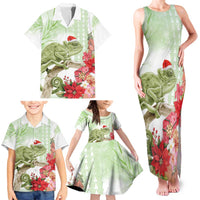 Pastel Green Hawaii Chameleon Christmas Family Matching Tank Maxi Dress and Hawaiian Shirt Mele Kalikimaka Kakau - Watercolor LT14 - Polynesian Pride