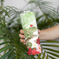 Pastel Green Hawaii Chameleon Christmas Skinny Tumbler Mele Kalikimaka Kakau - Watercolor LT14 - Polynesian Pride