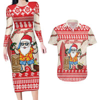Hawaii Christmas Six Seven Couples Matching Long Sleeve Bodycon Dress and Hawaiian Shirt Mele Kalikimaka Funny Santa 67 Gen Alpha Slang LT14 Red - Polynesian Pride