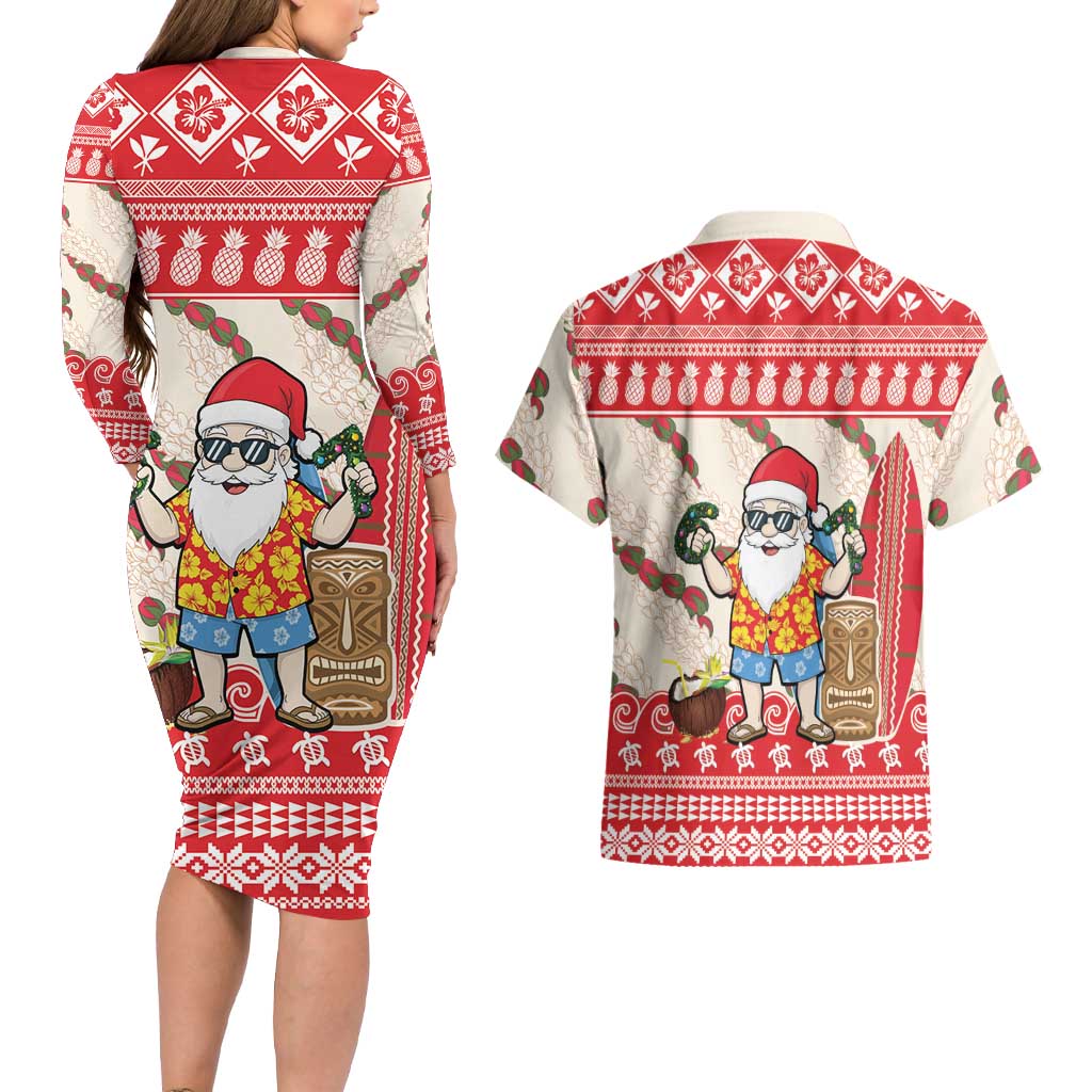 Hawaii Christmas Six Seven Couples Matching Long Sleeve Bodycon Dress and Hawaiian Shirt Mele Kalikimaka Funny Santa 67 Gen Alpha Slang LT14 - Polynesian Pride