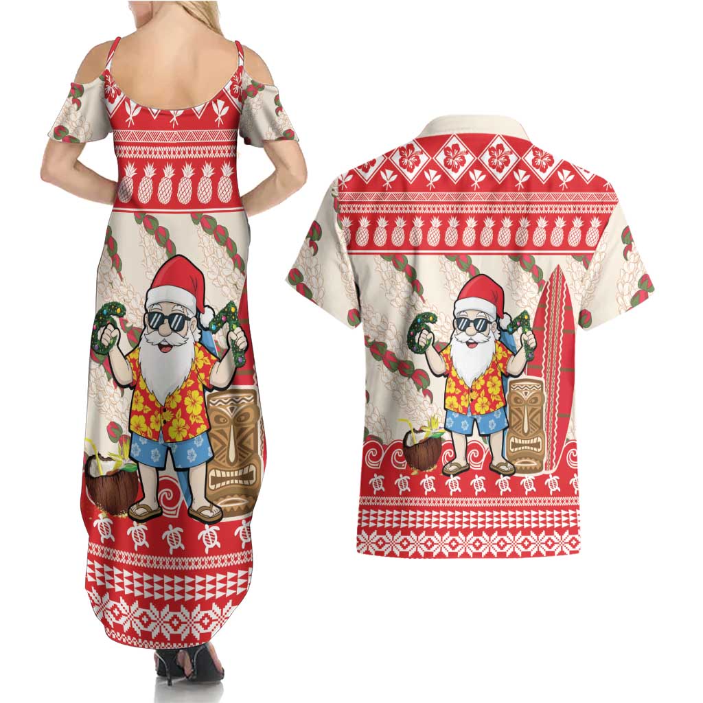 Hawaii Christmas Six Seven Couples Matching Summer Maxi Dress and Hawaiian Shirt Mele Kalikimaka Funny Santa 67 Gen Alpha Slang LT14 - Polynesian Pride
