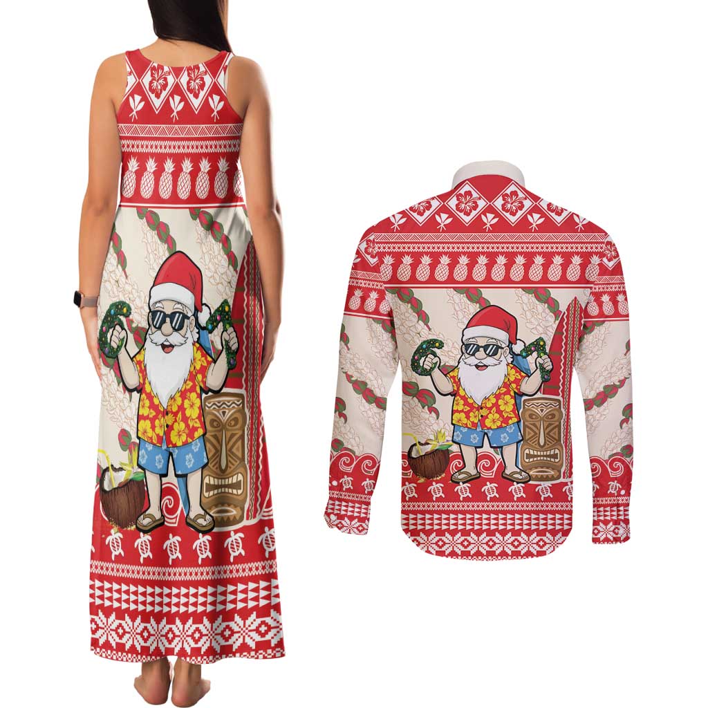 Hawaii Christmas Six Seven Couples Matching Tank Maxi Dress and Long Sleeve Button Shirt Mele Kalikimaka Funny Santa 67 Gen Alpha Slang LT14 - Polynesian Pride