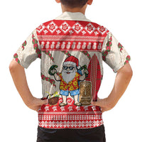 Hawaii Christmas Six Seven Family Matching Off The Shoulder Long Sleeve Dress and Hawaiian Shirt Mele Kalikimaka Funny Santa 67 Gen Alpha Slang LT14 - Polynesian Pride