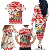 Hawaii Christmas Six Seven Family Matching Off The Shoulder Long Sleeve Dress and Hawaiian Shirt Mele Kalikimaka Funny Santa 67 Gen Alpha Slang LT14 - Polynesian Pride