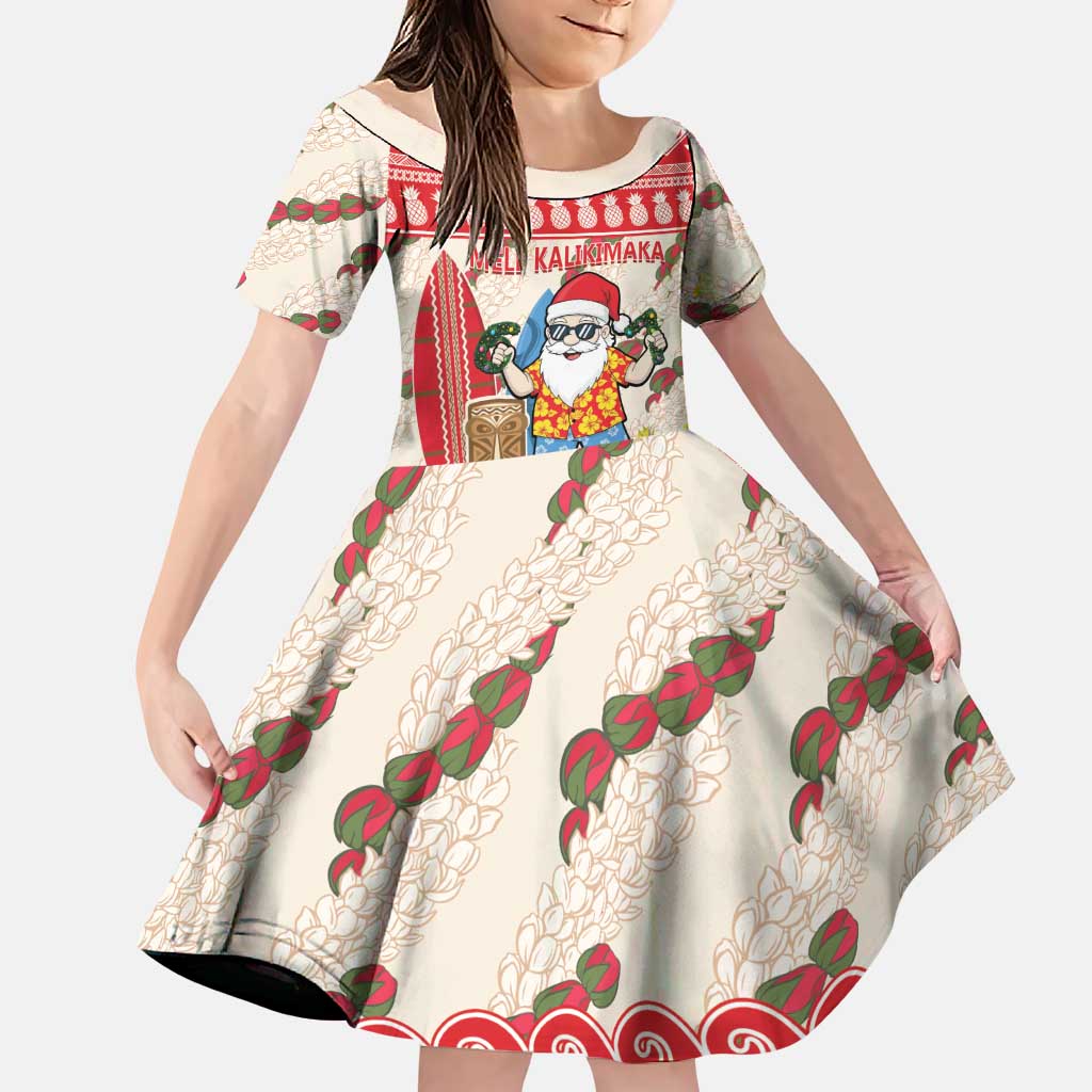 Hawaii Christmas Six Seven Family Matching Off Shoulder Maxi Dress and Hawaiian Shirt Mele Kalikimaka Funny Santa 67 Gen Alpha Slang LT14 Daughter's Dress Red - Polynesian Pride