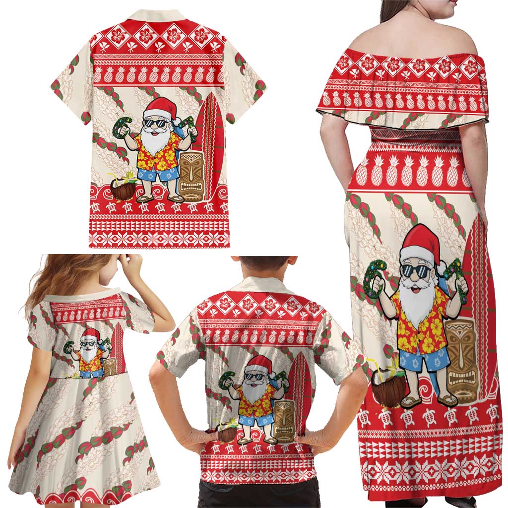 Hawaii Christmas Six Seven Family Matching Off Shoulder Maxi Dress and Hawaiian Shirt Mele Kalikimaka Funny Santa 67 Gen Alpha Slang LT14 - Polynesian Pride