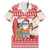Hawaii Christmas Six Seven Family Matching Off Shoulder Maxi Dress and Hawaiian Shirt Mele Kalikimaka Funny Santa 67 Gen Alpha Slang LT14 Dad's Shirt - Short Sleeve Red - Polynesian Pride