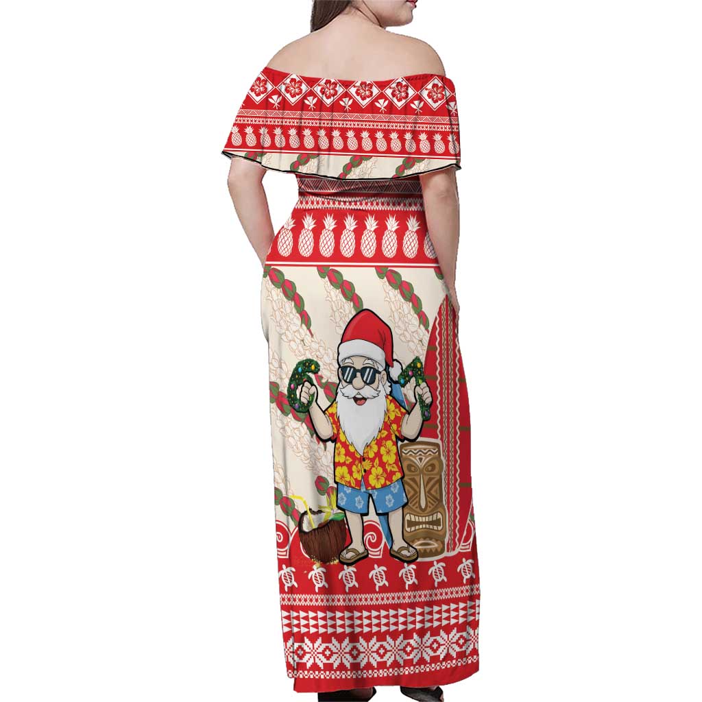 Hawaii Christmas Six Seven Family Matching Off Shoulder Maxi Dress and Hawaiian Shirt Mele Kalikimaka Funny Santa 67 Gen Alpha Slang LT14 - Polynesian Pride