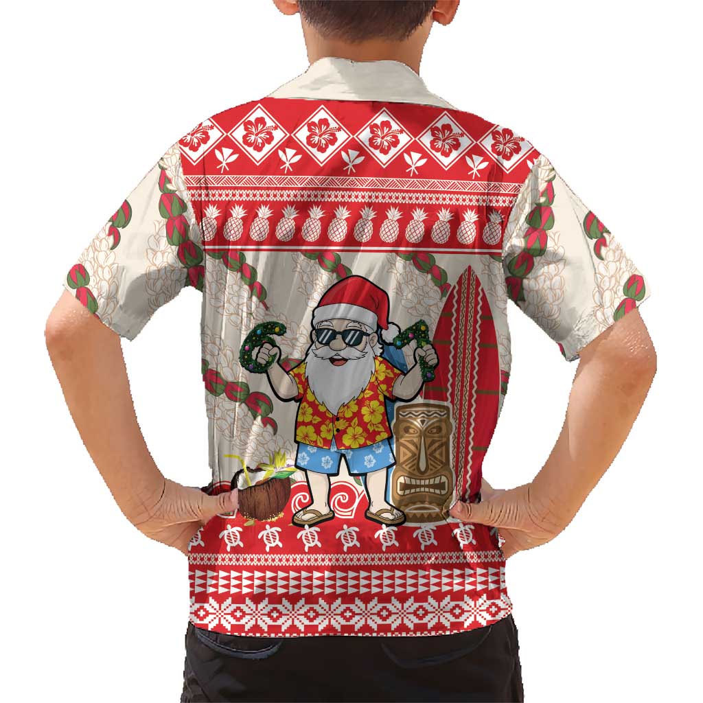 Hawaii Christmas Six Seven Family Matching Off Shoulder Short Dress and Hawaiian Shirt Mele Kalikimaka Funny Santa 67 Gen Alpha Slang LT14 - Polynesian Pride