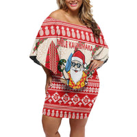 Hawaii Christmas Six Seven Family Matching Off Shoulder Short Dress and Hawaiian Shirt Mele Kalikimaka Funny Santa 67 Gen Alpha Slang LT14 Red - Polynesian Pride