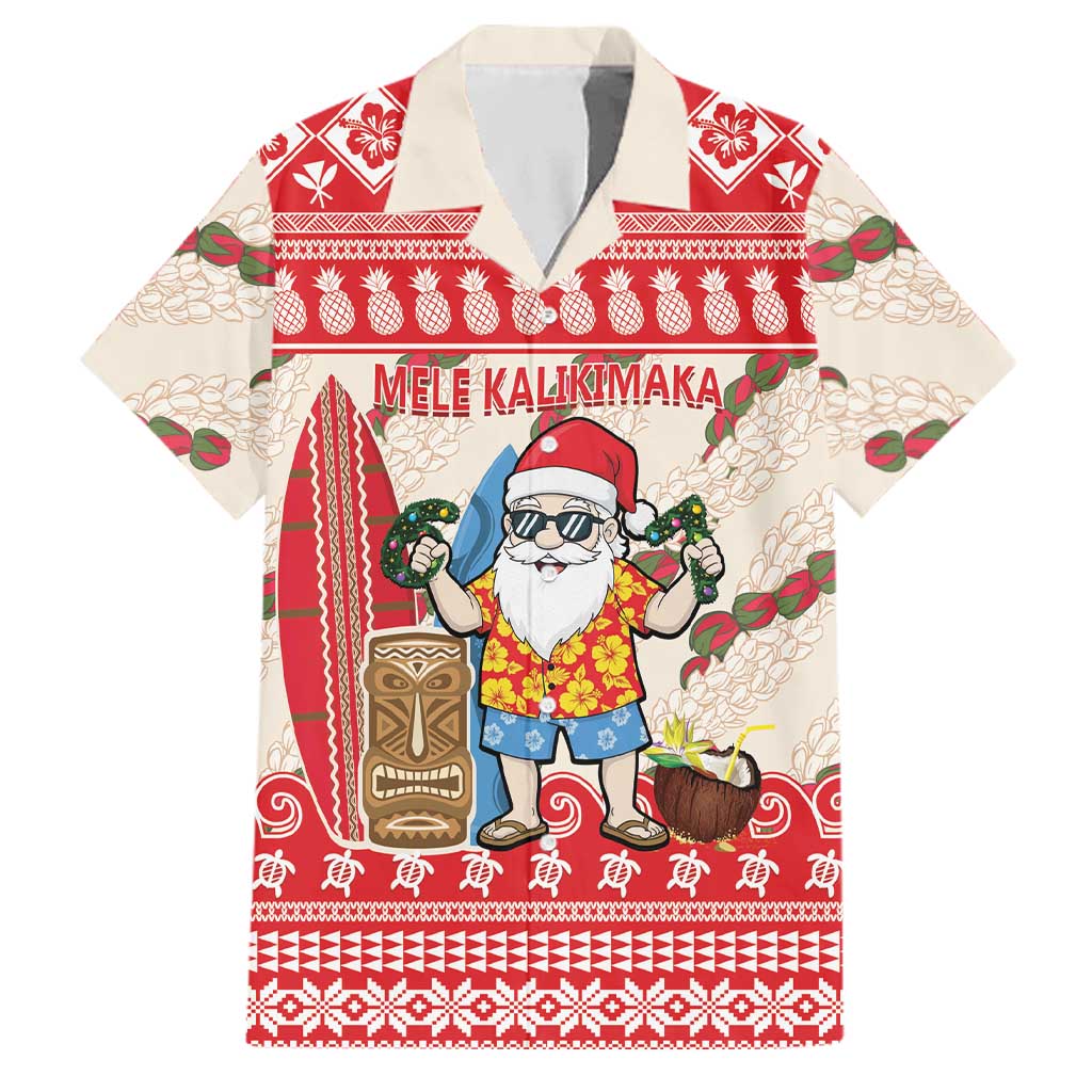 Hawaii Christmas Six Seven Family Matching Puletasi and Hawaiian Shirt Mele Kalikimaka Funny Santa 67 Gen Alpha Slang LT14 Dad's Shirt - Short Sleeve Red - Polynesian Pride
