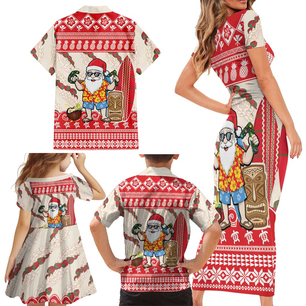 Hawaii Christmas Six Seven Family Matching Short Sleeve Bodycon Dress and Hawaiian Shirt Mele Kalikimaka Funny Santa 67 Gen Alpha Slang LT14 - Polynesian Pride