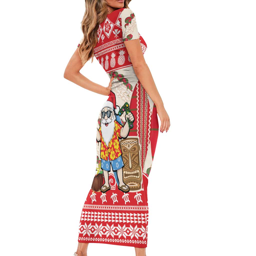 Hawaii Christmas Six Seven Family Matching Short Sleeve Bodycon Dress and Hawaiian Shirt Mele Kalikimaka Funny Santa 67 Gen Alpha Slang LT14 - Polynesian Pride