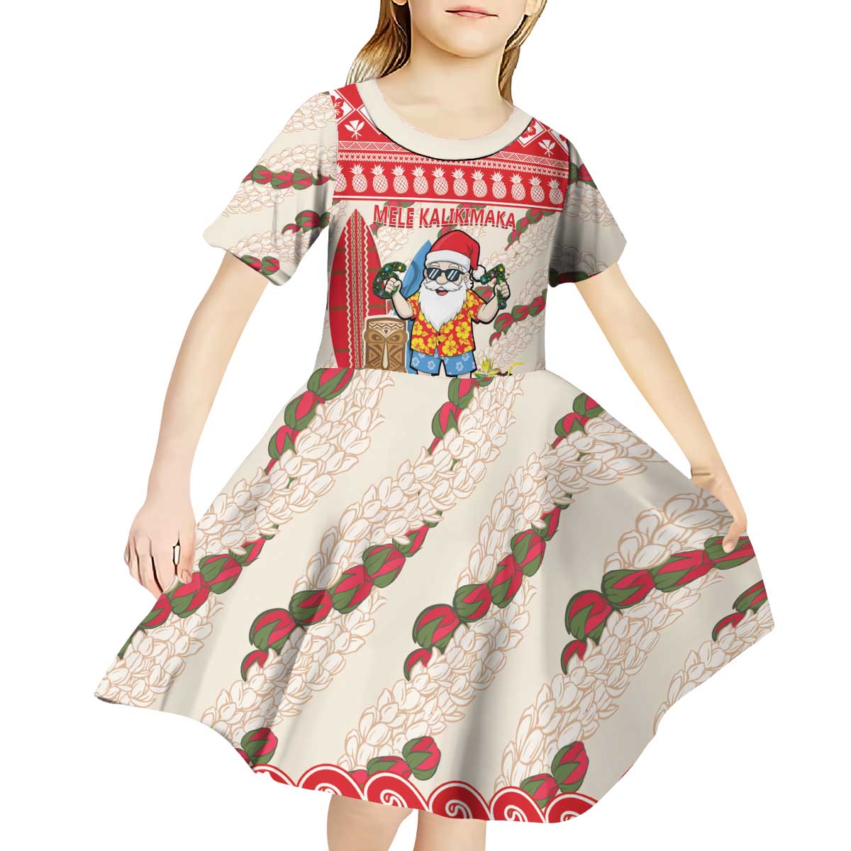 Hawaii Christmas Six Seven Kid Short Sleeve Dress Mele Kalikimaka Funny Santa 67 Gen Alpha Slang - Polynesian Pride