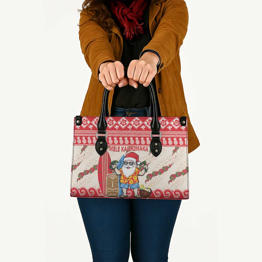 Hawaii Christmas Six Seven Leather Bag Mele Kalikimaka Funny Santa 67 Gen Alpha Slang - Polynesian Pride
