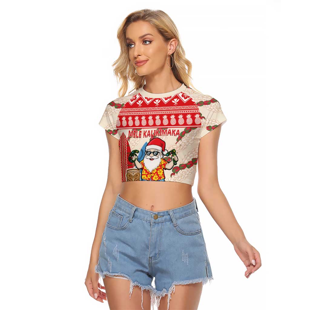 Hawaii Christmas Six Seven Raglan Cropped T Shirt Mele Kalikimaka Funny Santa 67 Gen Alpha Slang - Polynesian Pride