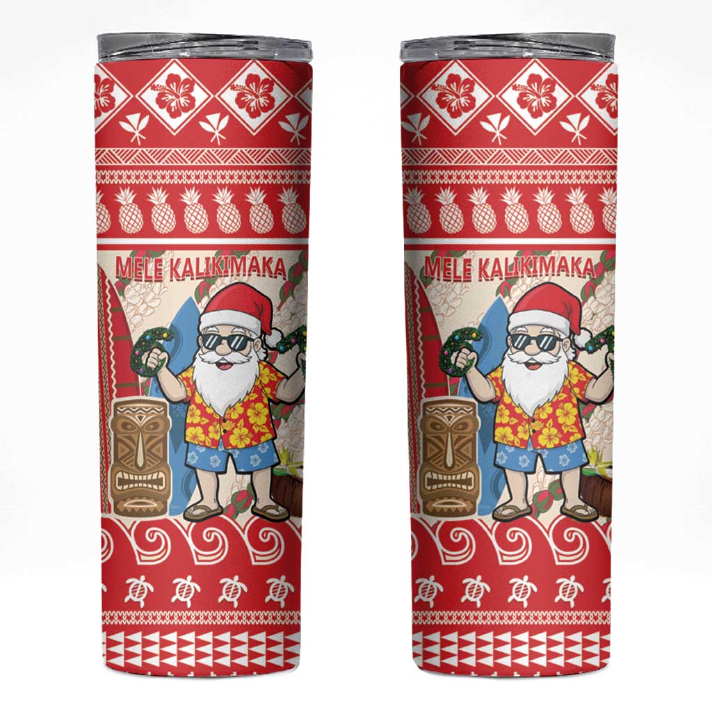 Hawaii Christmas Six Seven Skinny Tumbler Mele Kalikimaka Funny Santa 67 Gen Alpha Slang LT14 Red - Polynesian Pride