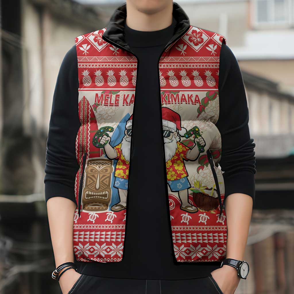 Hawaii Christmas Six Seven Sleeveless Puffer Jacket Mele Kalikimaka Funny Santa 67 Gen Alpha Slang - Polynesian Pride