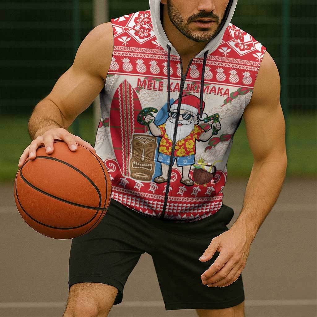 Hawaii Christmas Six Seven Sleeveless Zip Hoodie Mele Kalikimaka Funny Santa 67 Gen Alpha Slang - Polynesian Pride