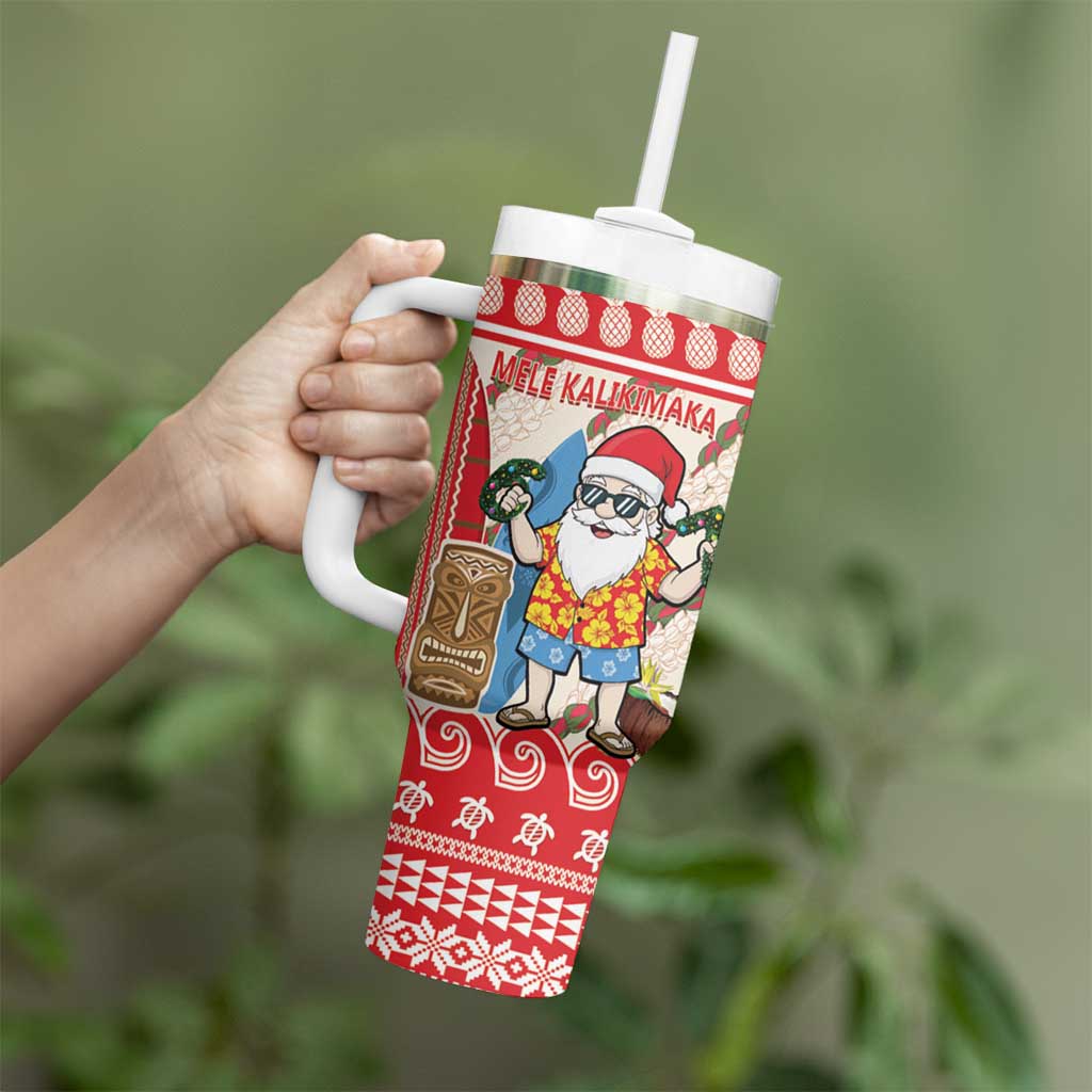 Hawaii Christmas Six Seven Tumbler With Handle Mele Kalikimaka Funny Santa 67 Gen Alpha Slang - Polynesian Pride