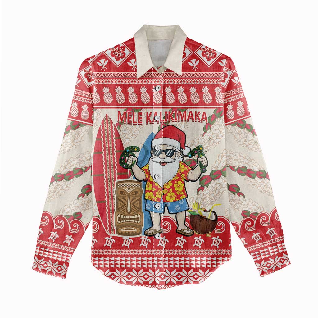 Hawaii Christmas Six Seven Women Casual Shirt Mele Kalikimaka Funny Santa 67 Gen Alpha Slang LT14 - Polynesian Pride