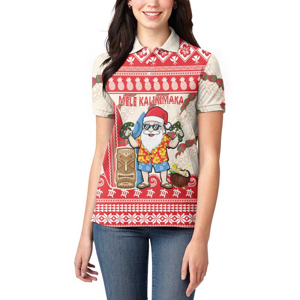 Hawaii Christmas Six Seven Women Polo Shirt Mele Kalikimaka Funny Santa 67 Gen Alpha Slang LT14 - Polynesian Pride